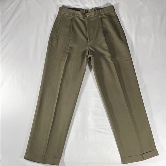 Nautica Other - Nautica mens olive green double pleated polyester dress pants - size 33x31.5